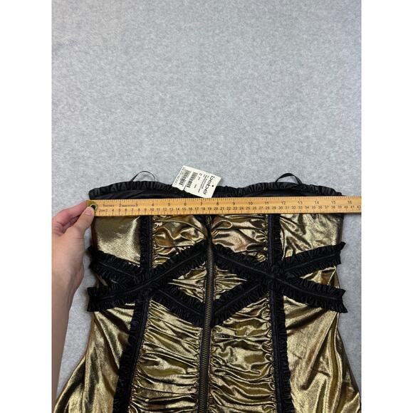 Bebe Womens Size L Shirred Metallic Ruffle Corset NWT - Picture 5 of 5